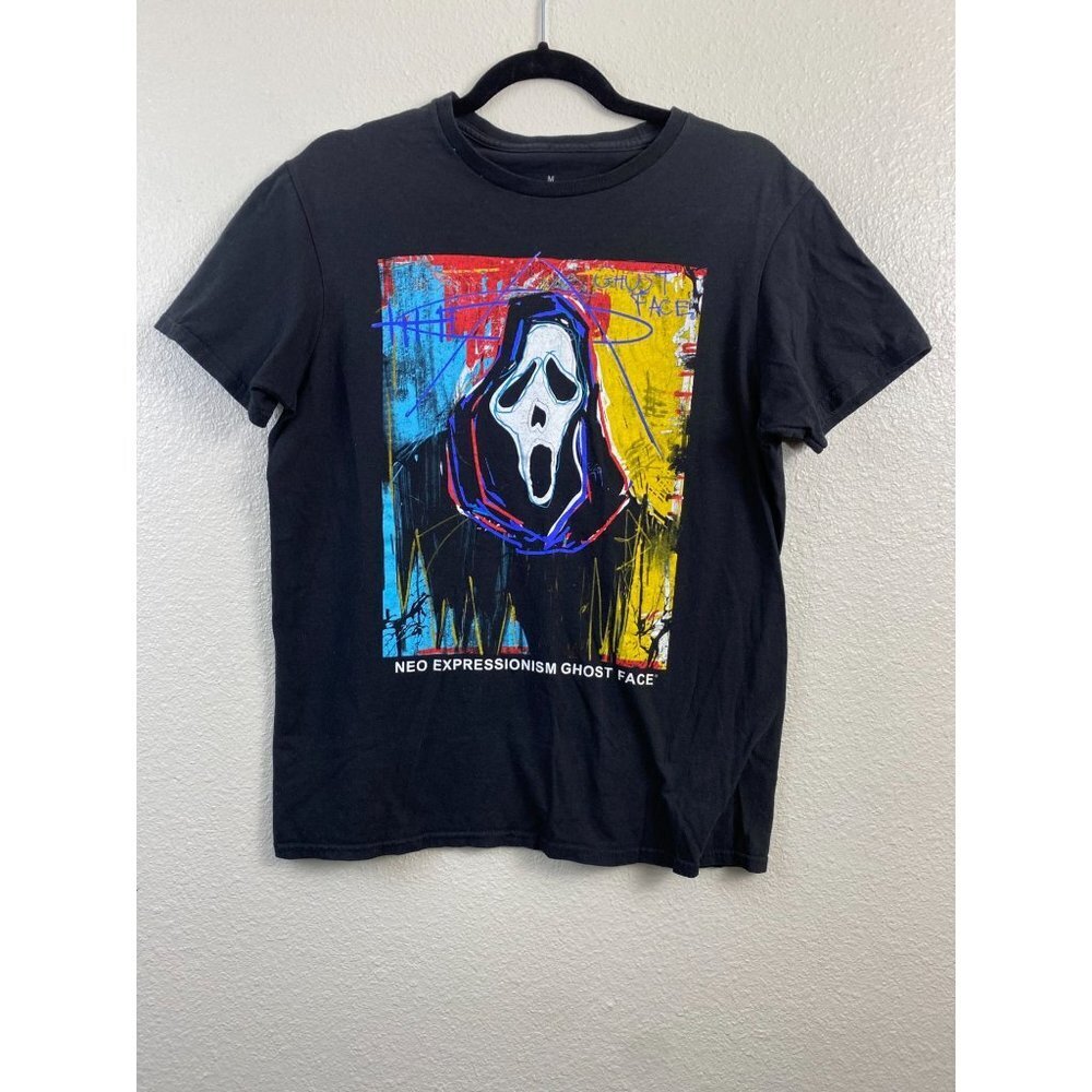 GHOST FACE T-Shirt MENS MEDIUM BLACK Icon of Halloween‎ Short Sleeve Casual Goth